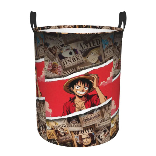 Cesto della biancheria di One Piece - Ritratto di Monkey D. Luffy "Sfondo rosso"