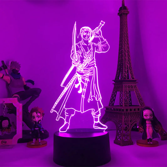 Lámpara de noche LED de One Piece - Roronoa Zoro con armadura (morado)
