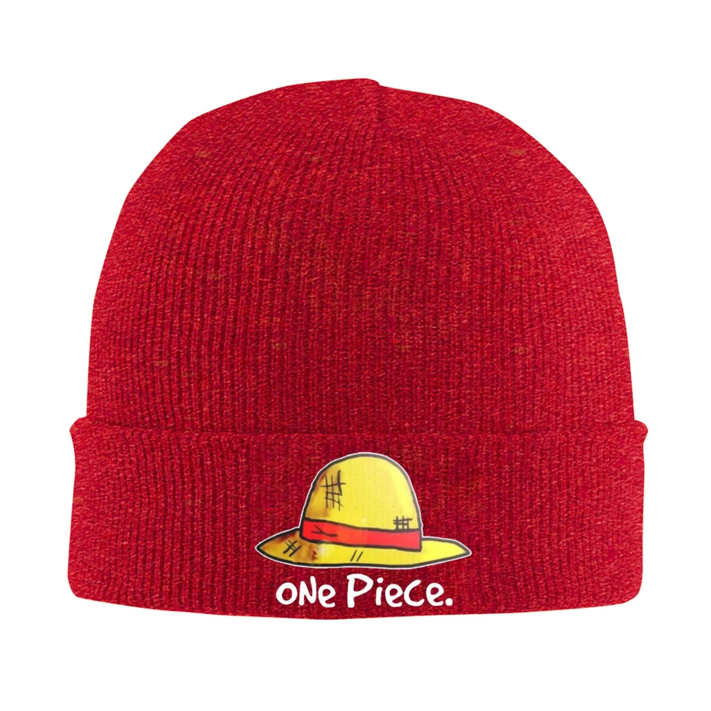 Gorro de One Piece con puños bordados en rojo