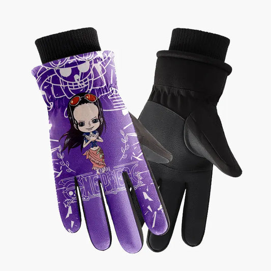 Guanti One Piece – Illustrazione viola di Nico Robin
