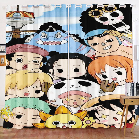 One Piece Curtain - La ciurma completa di Cappello di Paglia (stile Chibi e Kawaii)