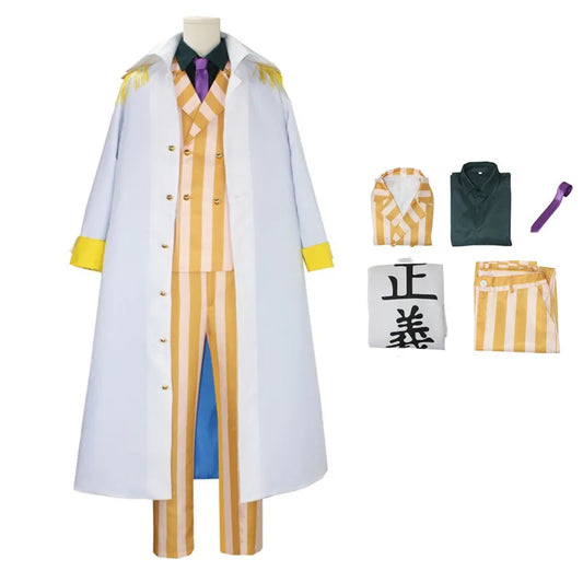 Disfraz de cosplay de One Piece: traje de almirante de la marina (abrigo "Justicia")
