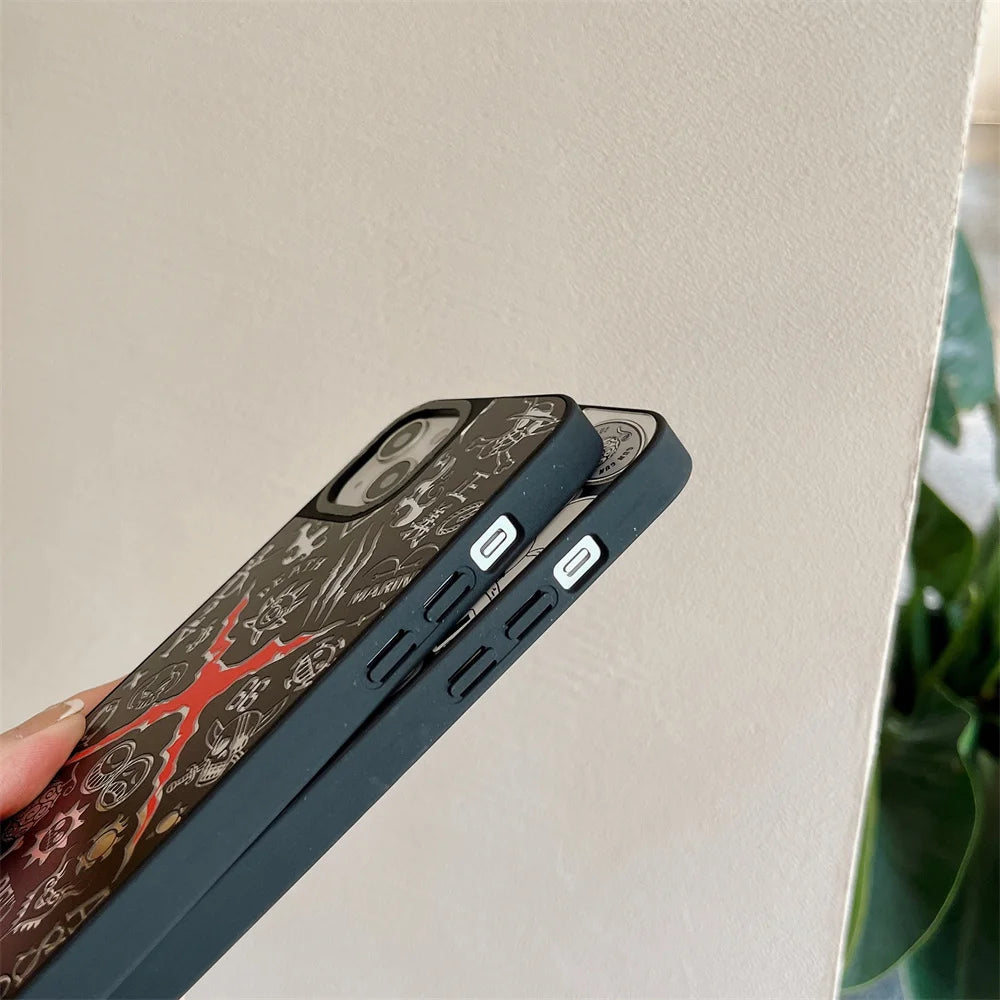 Custodia per iPhone One Piece – Illustrazione dorata di Monkey D. Luffy