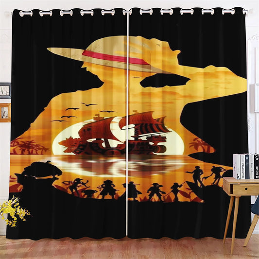 Rideau One Piece - Silhouette de l'Équipage au Coucher de Soleil