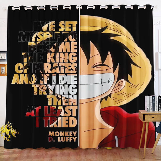 Sipario di One Piece - Ritratto di Monkey D. Luffy "Skate or Die" (disegno nero)