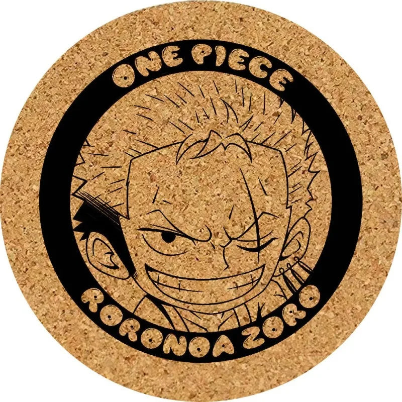 Posavasos de One Piece - Se busca Roronoa Zoro con corcho grabado