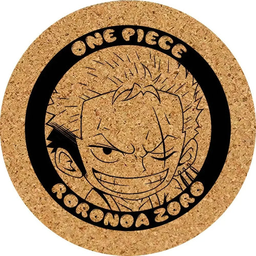 Posavasos de One Piece - Se busca Roronoa Zoro con corcho grabado