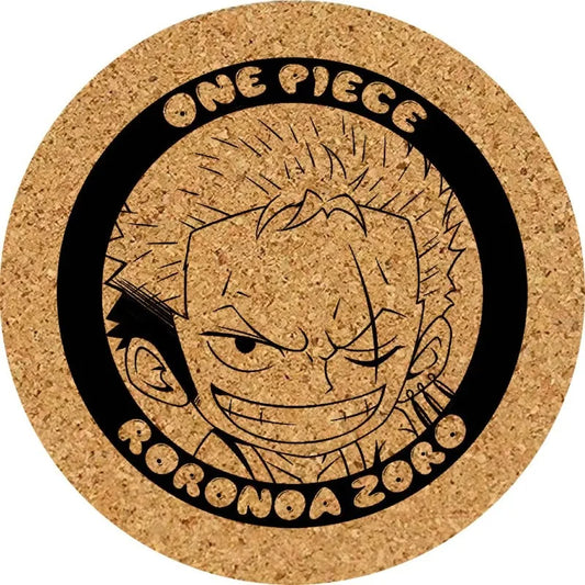 Sottobicchiere One Piece - Wanted Roronoa Zoro con incisione in sughero