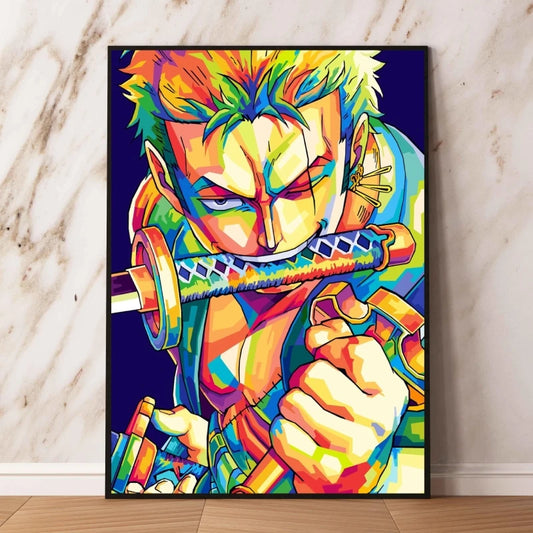 Pintura Pop Art de One Piece: Roronoa Zoro Triple Sabers