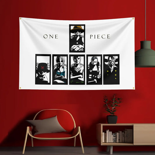 Póster de One Piece: Retratos en blanco y negro de la tripulación