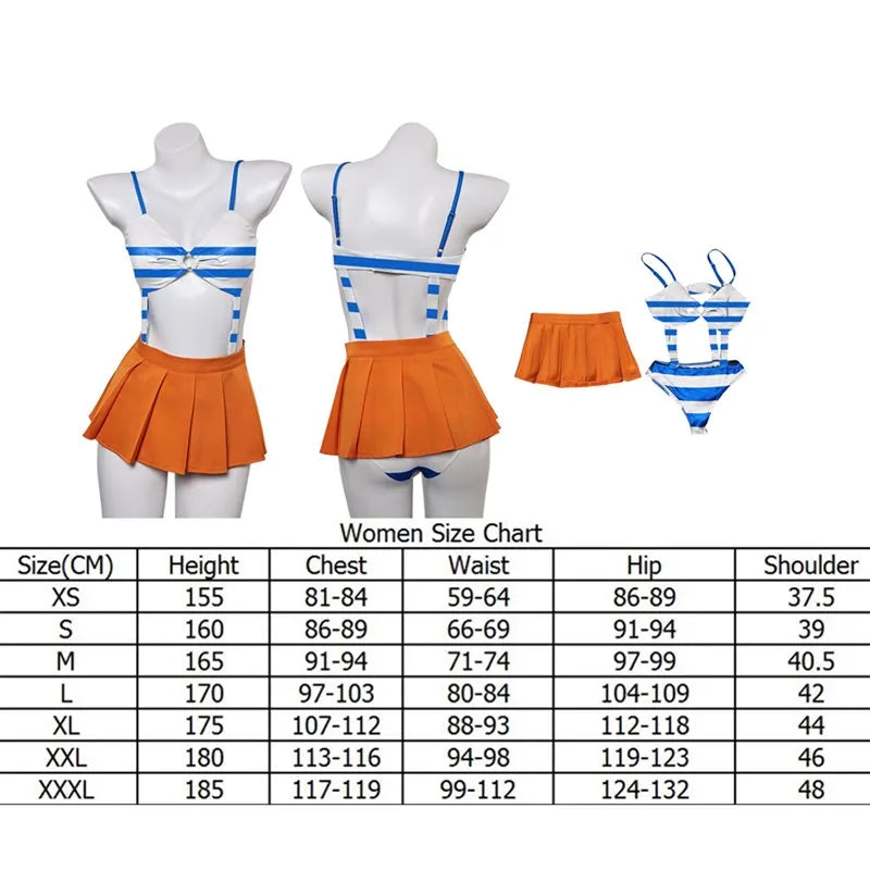 Costume Cosplay One Piece - Tenue Nami (Ensemble École avec Jupe)