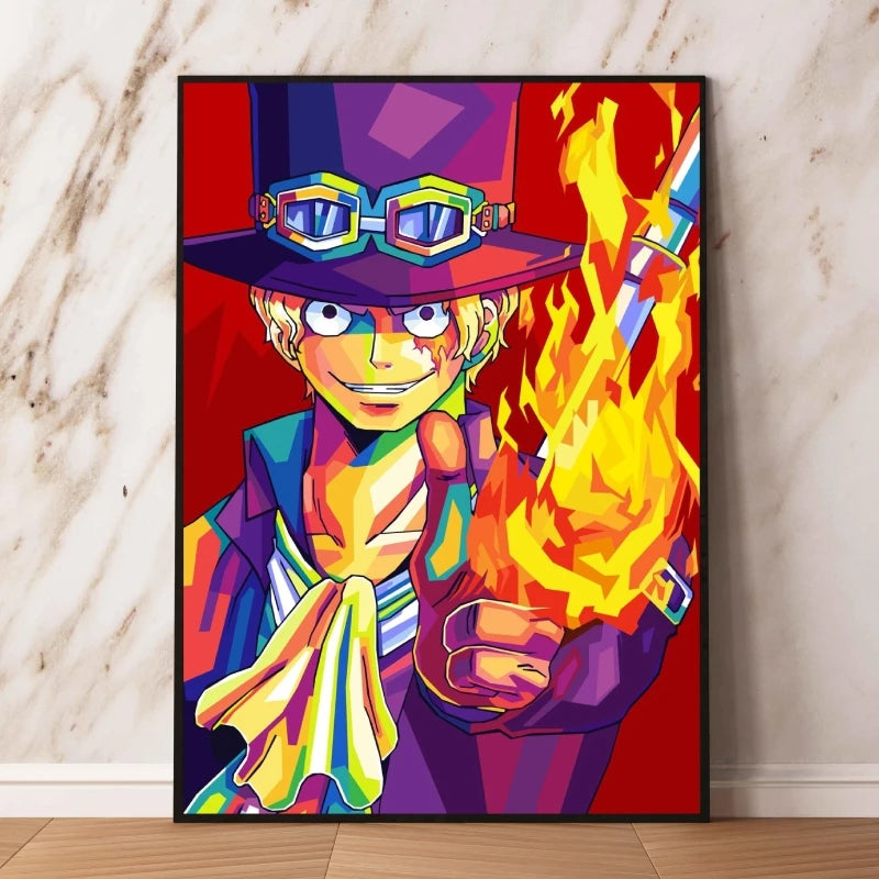 Dipinto Pop Art di One Piece - Portgas D. Ace (Pugno di Fuoco)