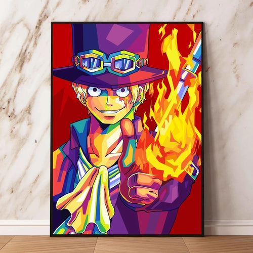 Dipinto Pop Art di One Piece - Portgas D. Ace (Pugno di Fuoco)