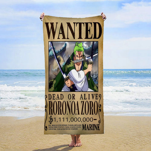 Asciugamano da spiaggia One Piece - Ricercato Roronoa Zoro (Combattimento)