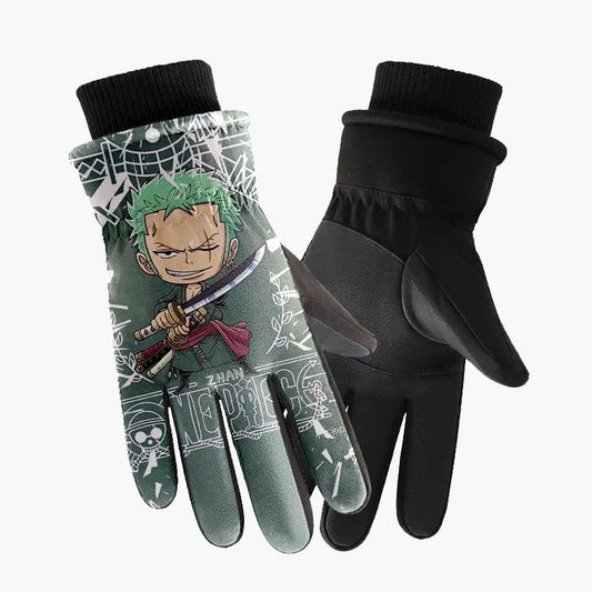 Guantes de One Piece – Ilustración verde de Roronoa Zoro