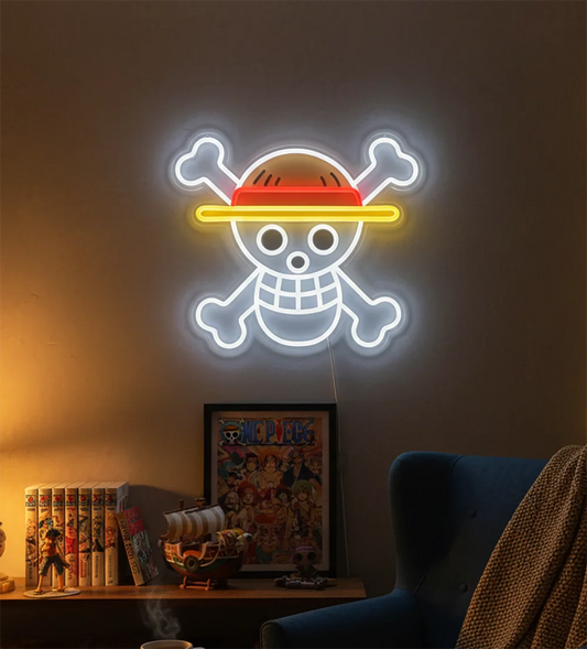 Lampada al neon One Piece - Teschio luminoso con logo Jolly Roger