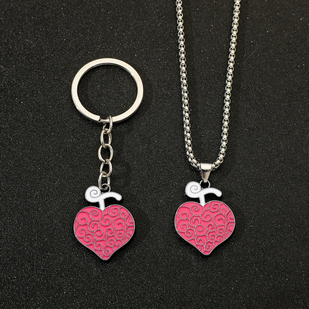 Portachiavi One Piece – Collana con cuore rosa di Trafalgar Law