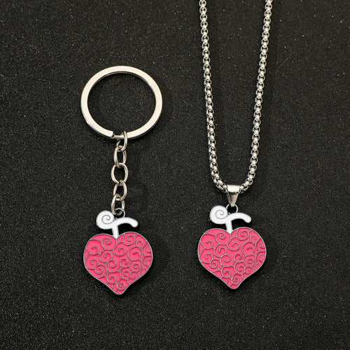 Portachiavi One Piece – Collana con cuore rosa di Trafalgar Law
