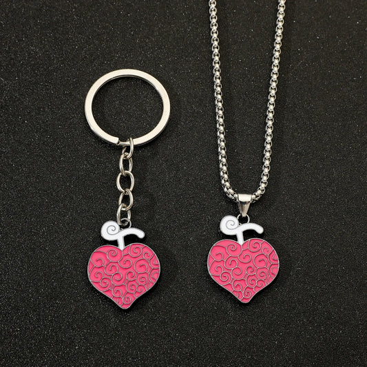 Portachiavi One Piece – Collana con cuore rosa di Trafalgar Law