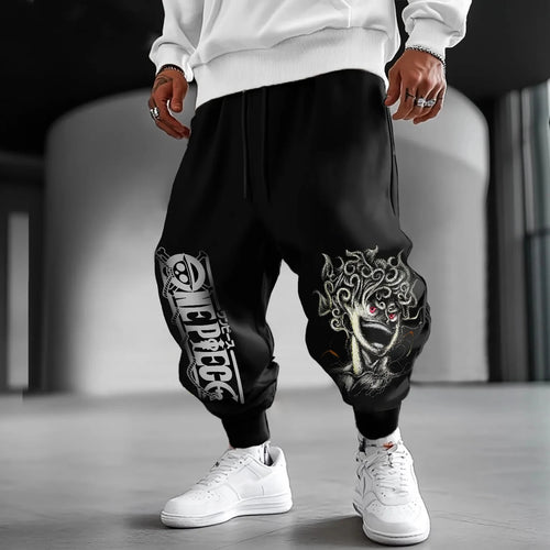 One Piece Jogging - Ritratto di Rufy e Manga (Nero)