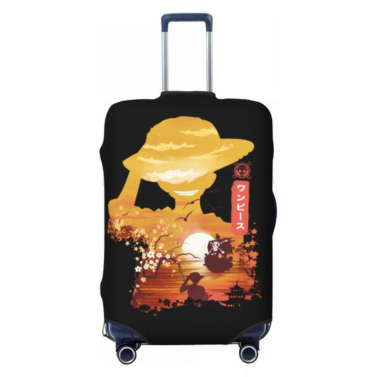 Funda de maleta de One Piece - Silueta de Luffy al atardecer
