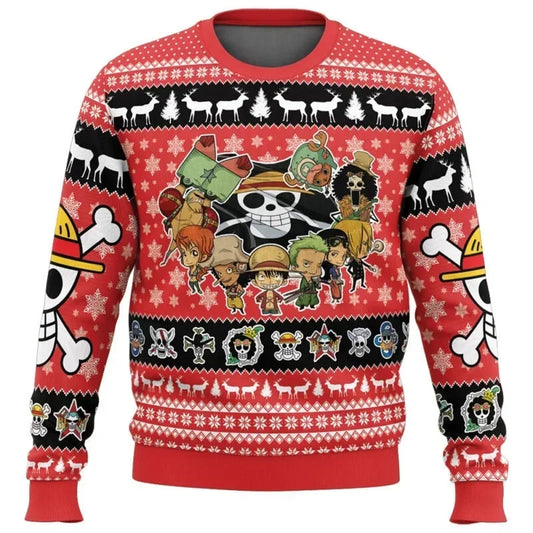Maglione One Piece - Festive Motifs Full Crew (Rosso)