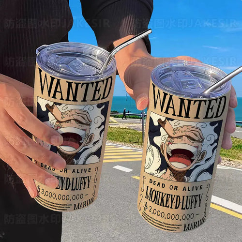Bottiglia d'acqua di paglia di One Piece - Poster ricercati: Rufy e Zoro