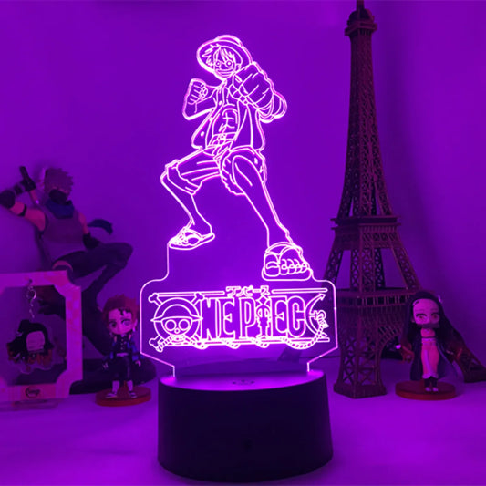 Lámpara de noche LED de One Piece - Jinbe, el Paladín de los Mares (Morado)