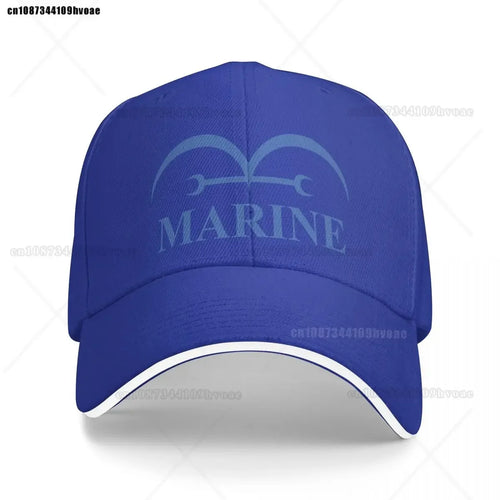 Gorra azul marino de One Piece - Azul real (logotipo bordado)