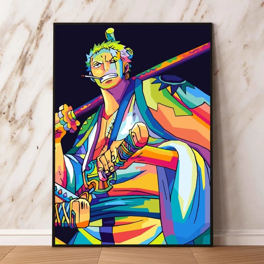Pintura pop art de One Piece: Wano Kuni al estilo de Roronoa Zoro