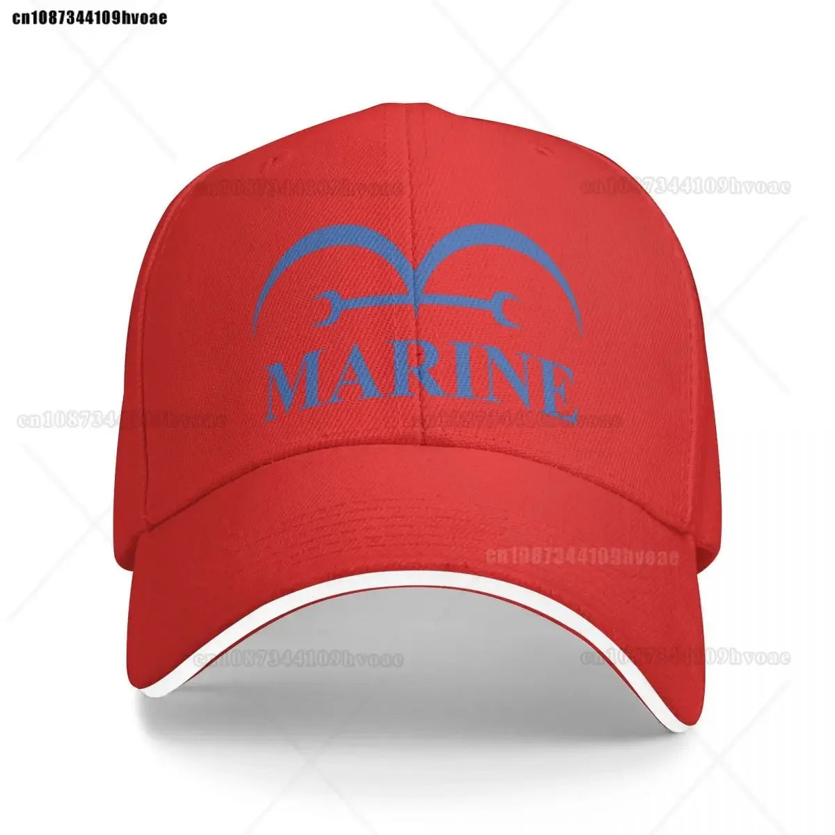 Gorra azul marino de One Piece - Rojo brillante (logotipo bordado)
