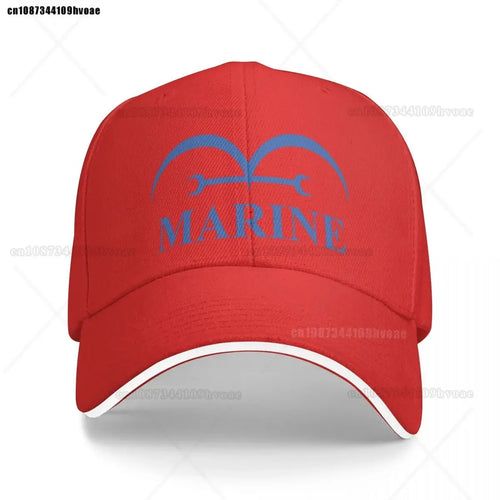 Gorra azul marino de One Piece - Rojo brillante (logotipo bordado)