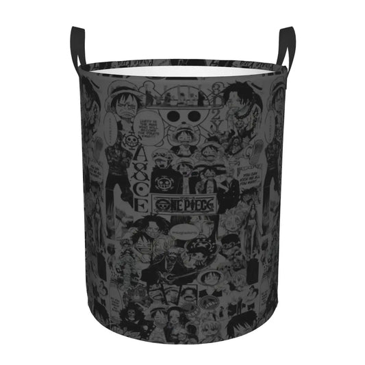 Cesto portabiancheria One Piece - Motivo Chibi su tutta la superficie (grigio)