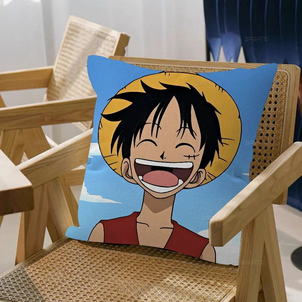 Housse de Coussin One Piece - Portrait Monkey D. Luffy Souriant