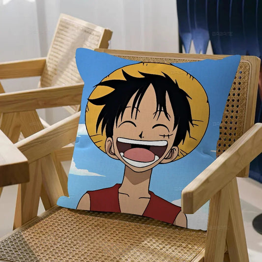 Housse de Coussin One Piece - Portrait Monkey D. Luffy Souriant
