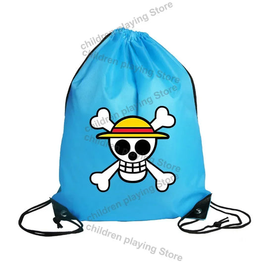 Bolsa con cordón de One Piece – Emblema del Pirata Sombrero de Paja Azul