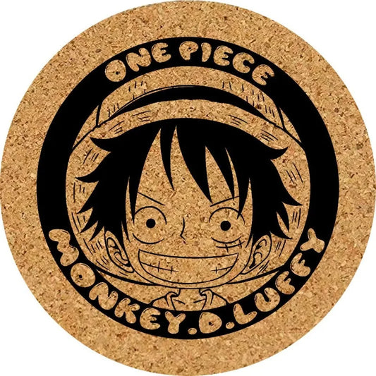 Sottobicchiere One Piece - Wanted Luffy in sughero inciso