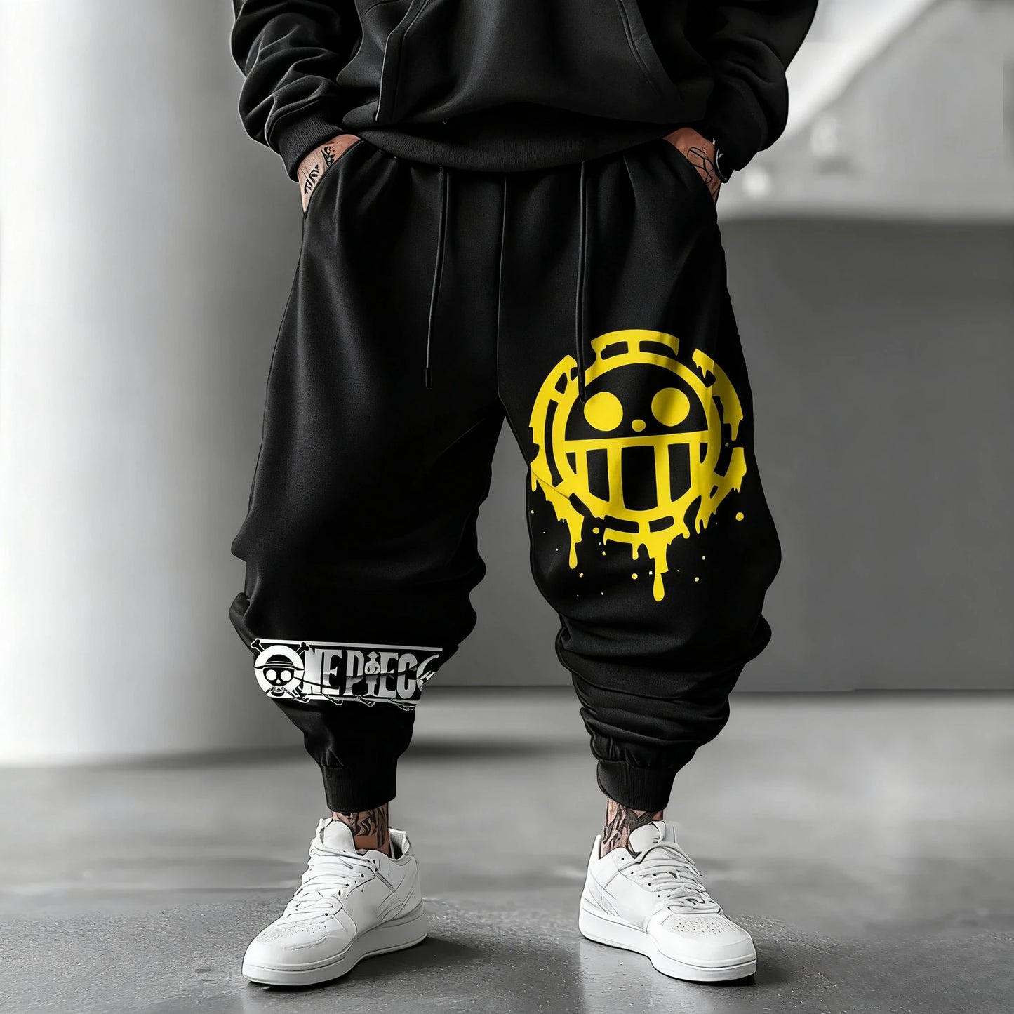 Tuta da jogging intera - Trafalgar Law Emblem Style Streetwear (nera)