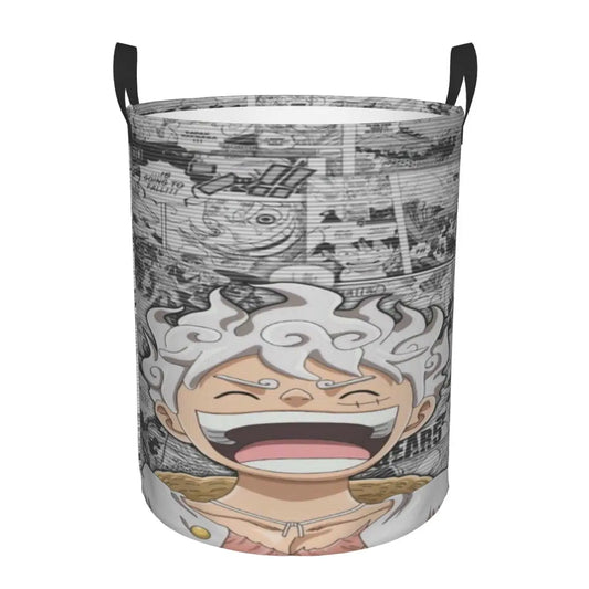 Cesto della biancheria One Piece - Ritratto di Laughing Luffy Gear 5 (grigio)