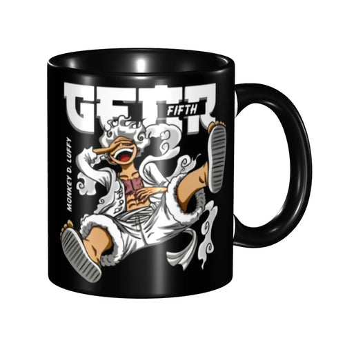 Taza de One Piece - Dibujo de Nika Gear 5 y acabado en madera