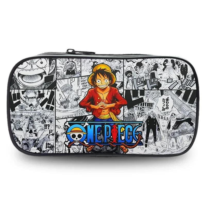 Estuche de One Piece – Luffy estilo manga en blanco y negro