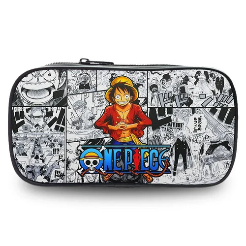 Estuche de One Piece – Luffy estilo manga en blanco y negro