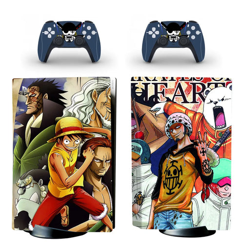 Pegatinas de One Piece para PS5: Trío Luffy, Shanks y Buggy el Payaso