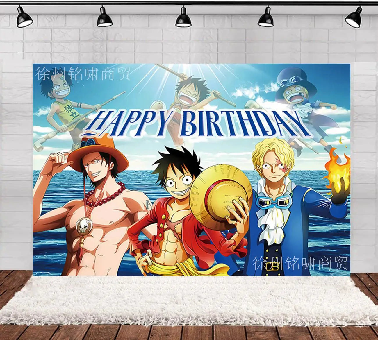 Banner "Buon compleanno" di One Piece - Ghirlanda per feste di Rufy e amici