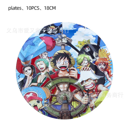 Platos de papel de One Piece - Diseño de la tripulación del Sombrero de Paja (paquete de 10)