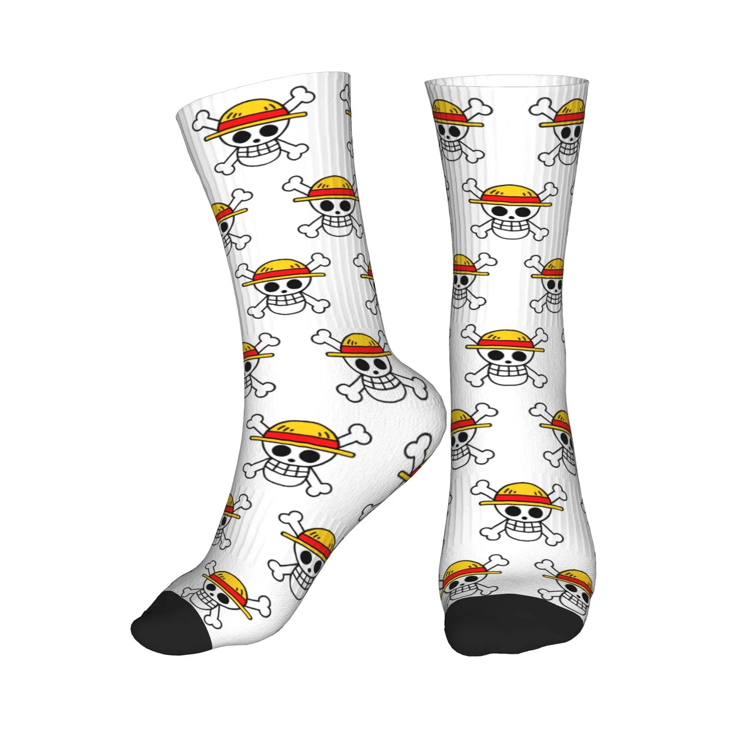 Calcetines de One Piece con estampado de calavera blanca