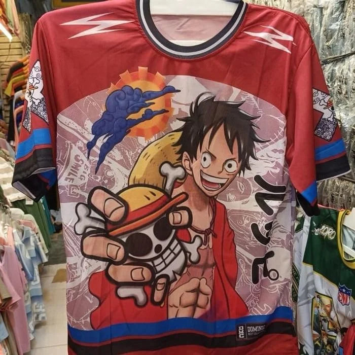 Maglietta da football di One Piece Luffy - Illustrazione di Luffy (Multicolore)