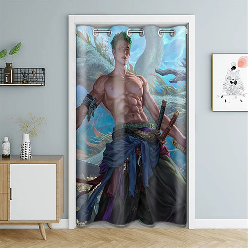 Cortina de puerta de One Piece - Roronoa Zoro sin camisa (estilo Wano Kuni)