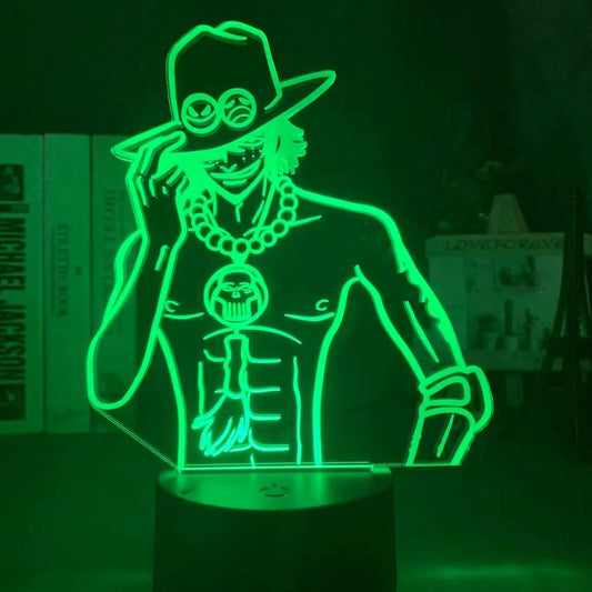 Lámpara de noche LED de One Piece - Portgas D. Ace Fire Fist (Verde)