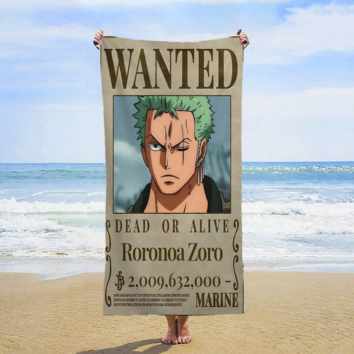 Serviette de Plage One Piece - Wanted Roronoa Zoro (Nouveau Monde)